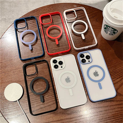 Luxury Magnetic Wireless Charging Case for MagSafe – Shockproof & Transparent Bumper for iPhone 16-11 Pro Max - (SF1019B)