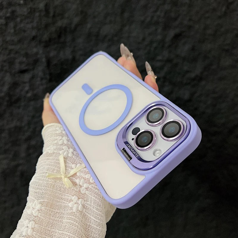 Luxury Magnetic Shockproof iPhone Case – MagSafe Compatible with Stand & Lens Protection - (SF2020A)
