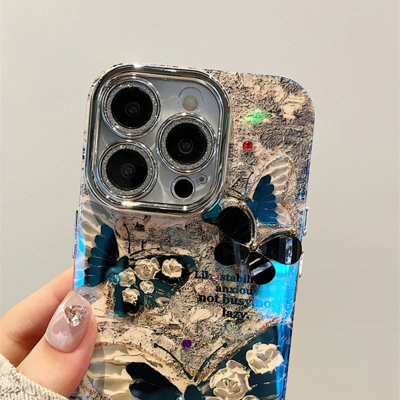 Luxury Black Butterfly Glitter iPhone Case – Floral Laser Design + Free Shipping | Amiriva