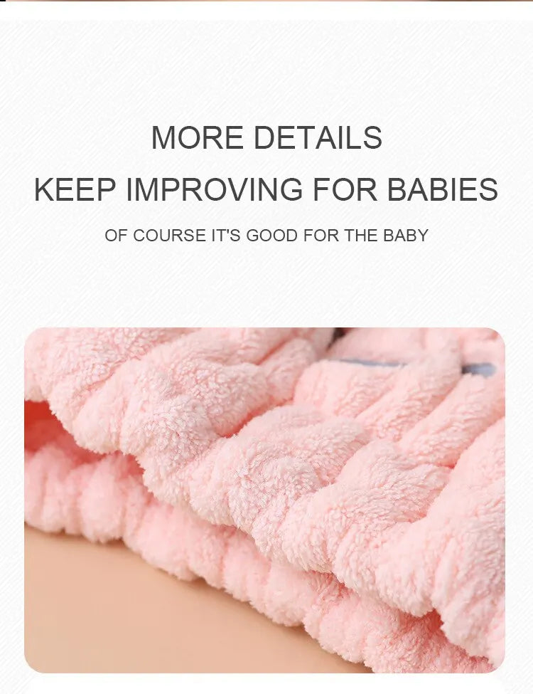 Amiriva Baby Girl Hair Towel with Cute Rabbit Ears – Coral Fleece Quick Dry Towel
