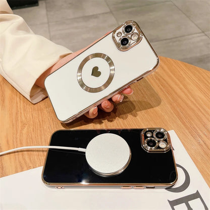 Amiriva Luxury MagSafe Magnetic Love Heart iPhone Case – Wireless Charging, Anti-Scratch, Anti-Fingerprint Protection for iPhone 11, 12, 13, 14, 15, 16 Pro Max Plus