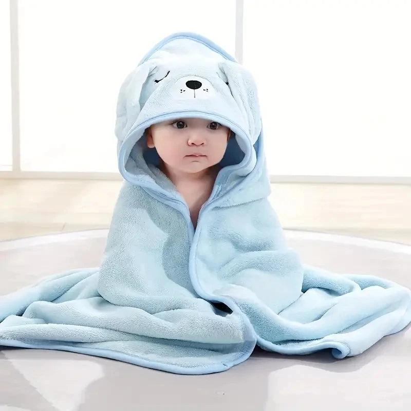 Amiriva Baby Hooded Bath Towel – Coral Velvet Cloak Blanket for Newborns and Toddlers