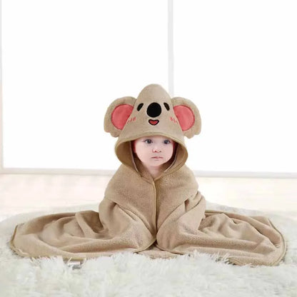 Amiriva Baby Hooded Bath Towel – Soft Coral Velvet Cartoon Swaddle Wrap for Newborns