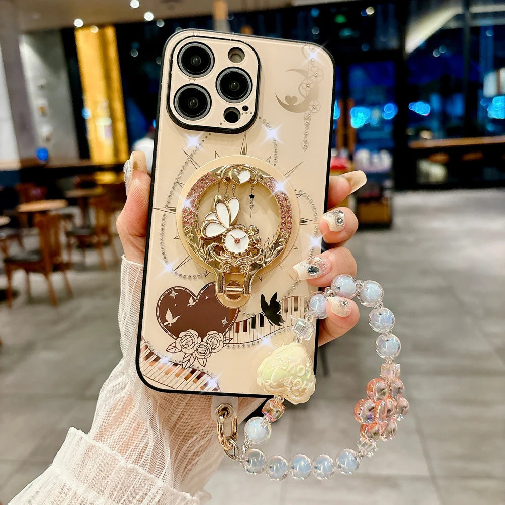 MagSafe Case with Diamond Glitter & Built-in Bracket for iPhone - (SN1002)
