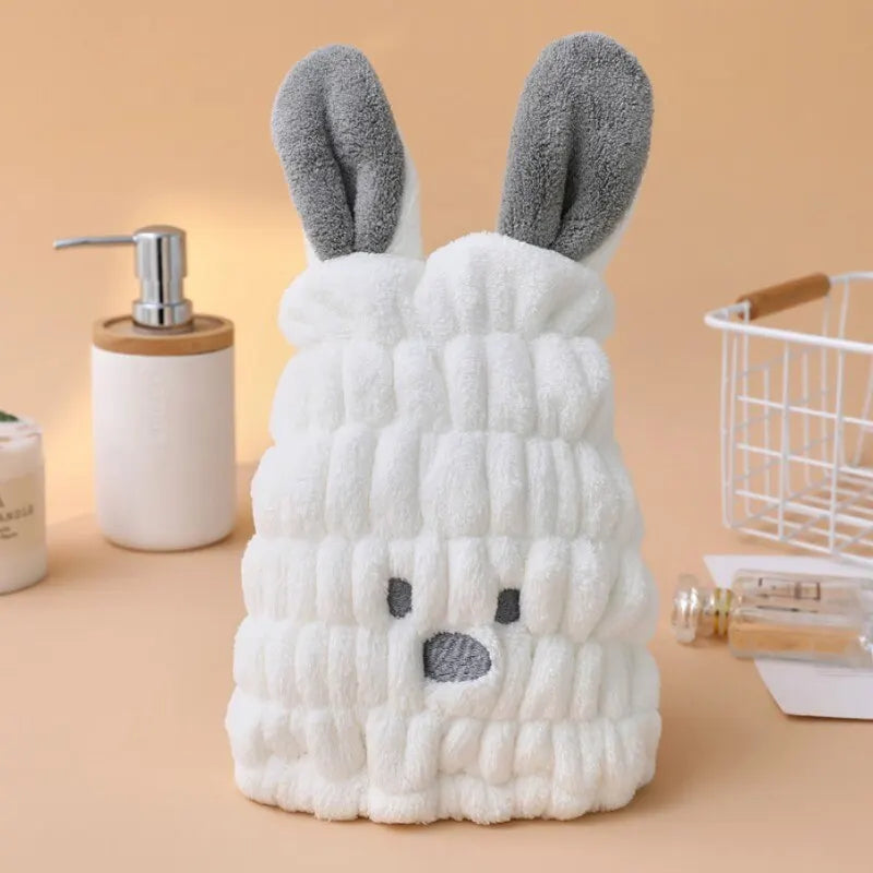 Amiriva Baby Girl Hair Towel with Cute Rabbit Ears – Coral Fleece Quick Dry Towel