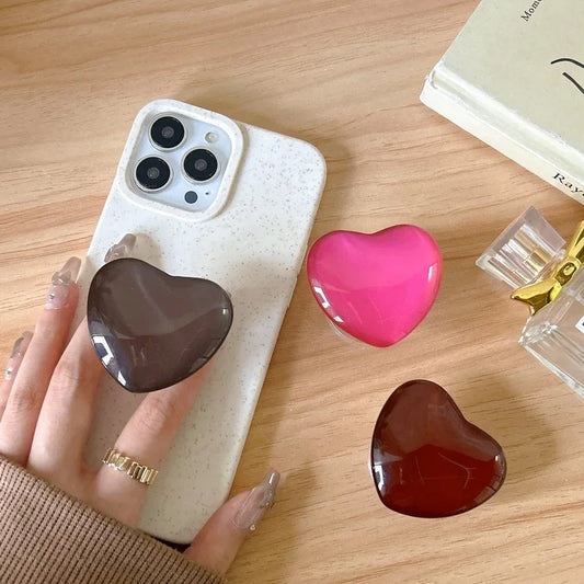 Heart-Shaped 3D Pop Grip Phone Holder – Expanding Finger Grip & Stand for Smartphones – Amiriva