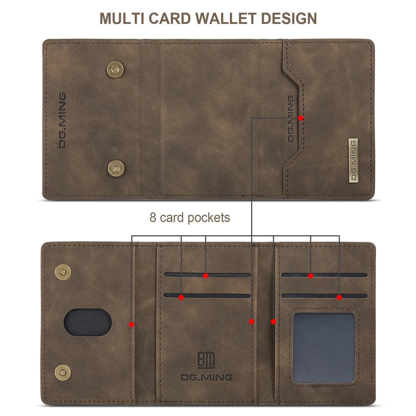 2-in-1 Magnetic Leather Wallet Case for iPhone 11–16 Pro Max – Detachable with Card Holder (ZYP333)