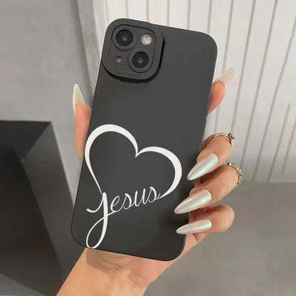 AMIRIVA Black and White Love Shockproof Silicone iPhone Case with Matte Finish – Compatible with iPhone 13 to 16 Pro Max