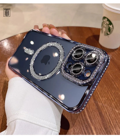 Luxury Crystal Diamond Clear MagSafe Case for iPhone 11–15 Pro Max - (JUL103)