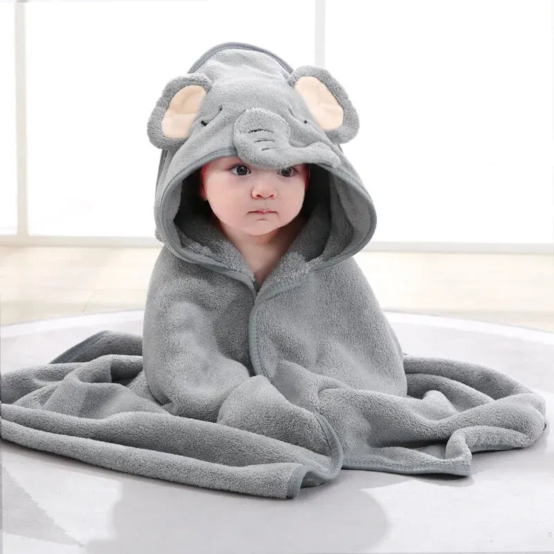 Amiriva Toddler Hooded Bathrobe Blanket – Coral Fleece Cartoon Towel Swaddle for Newborns and Kids