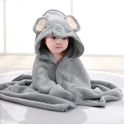 Amiriva Toddler Hooded Bathrobe Blanket – Coral Fleece Cartoon Towel Swaddle for Newborns and Kids