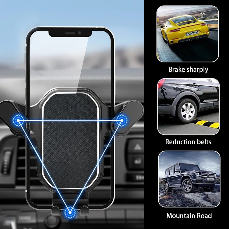 Amiriva Gravity Car Phone Holder – Triangular Air Vent Mount for Samsung, Xiaomi, Huawei