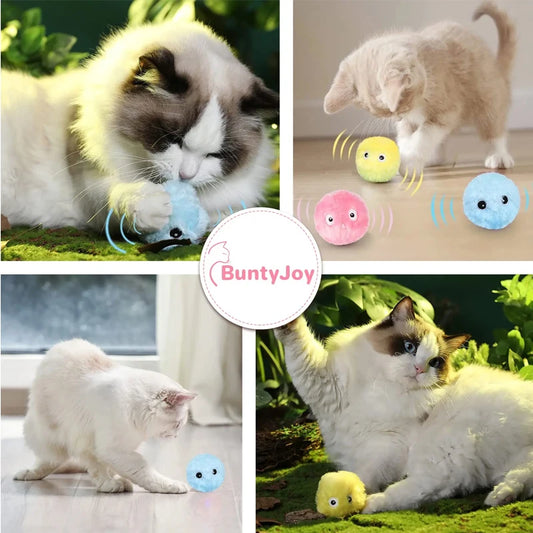 Amiriva Interactive Electric Cat Toy Ball – Plush, Catnip-Infused, Squeaky Toy for Cats