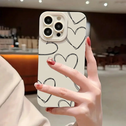 AMIRIVA Black and White Love Shockproof Silicone iPhone Case with Matte Finish – Compatible with iPhone 13 to 16 Pro Max