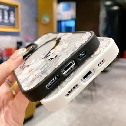 Floral Clear MagSafe Case for iPhone 11–16 Pro Max – Hard Bumper Protection (JUL104)