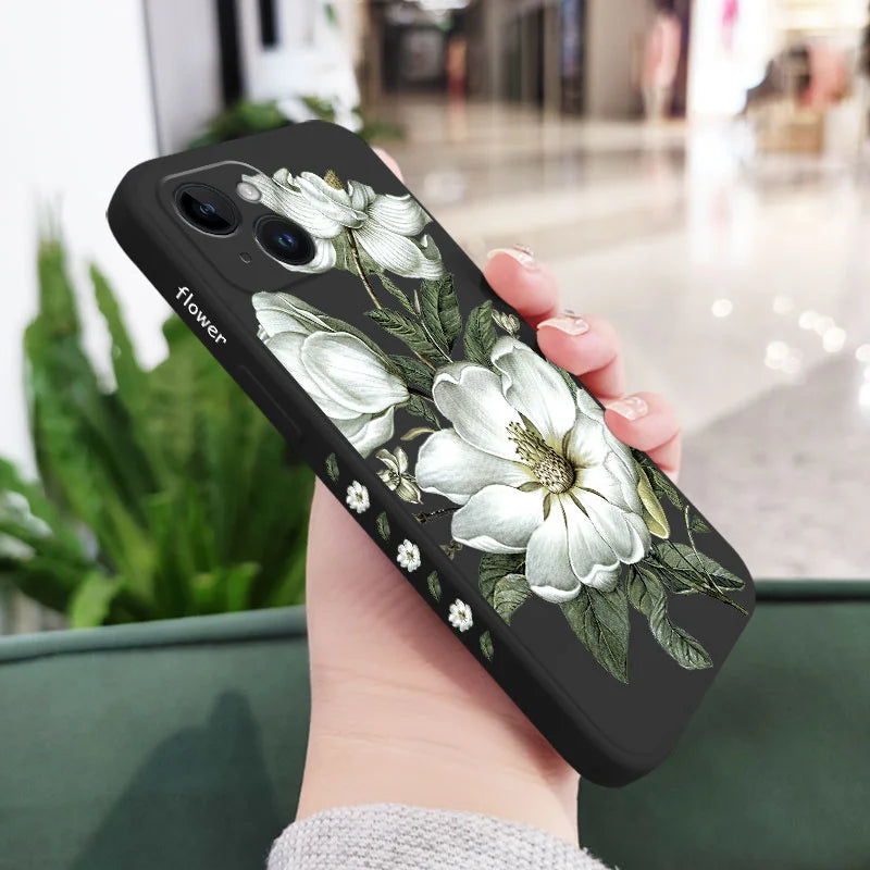Soft TPU floral phone case for iPhone 16, 15, 14, 13