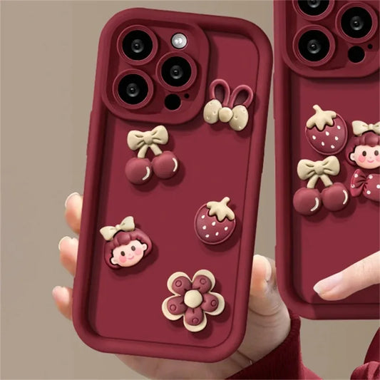 Amiriva Flower Candy Phone Case For iPhone Cute Autumn Soft Silicone Case Cherry Girl 