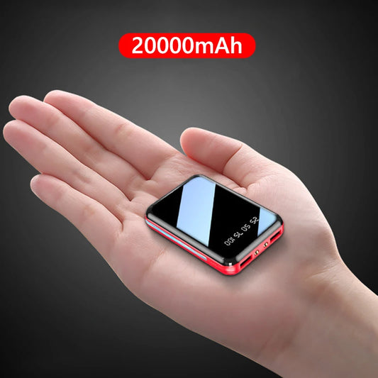 Amiriva Mini 20,000mAh Mirror Screen Power Bank – LED Display & Built-in Cables (AR1008)