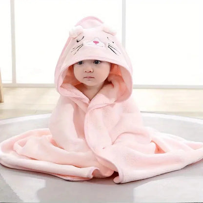 Amiriva Baby Hooded Bath Towel – Coral Velvet Cloak Blanket for Newborns and Toddlers