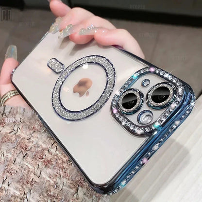 Crystal Diamond Clear Case for iPhone – Sparkly MagSafe Bling Cover | Amiriva - (SN1004)
