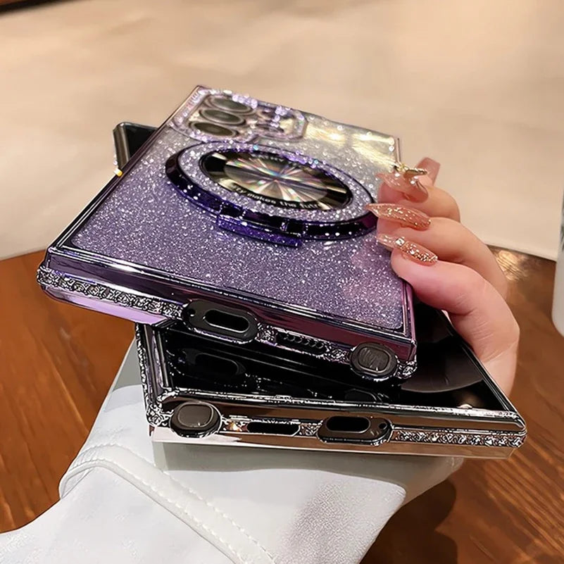 Luxury Glitter MagSafe Diamond Case for Samsung Galaxy S24 S23 Ultra with Gradient Plating and Kickstand – Amiriva
