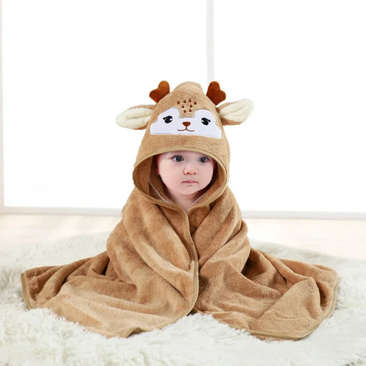 Amiriva Baby Hooded Bath Towel – Soft Coral Velvet Cartoon Swaddle Wrap for Newborns