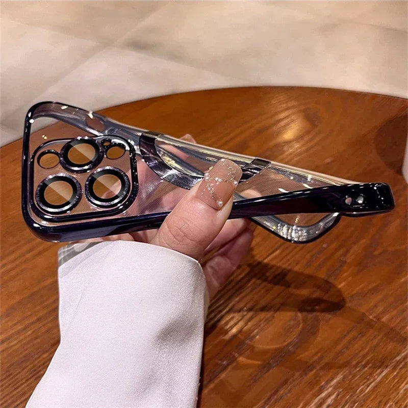 Luxury Lens Seal Protect Plating Phone Case For IPhone - (SF1008A)