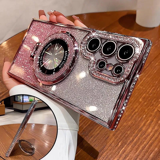 Luxury Glitter MagSafe Diamond Case for Samsung Galaxy S24 S23 Ultra with Gradient Plating and Kickstand – Amiriva