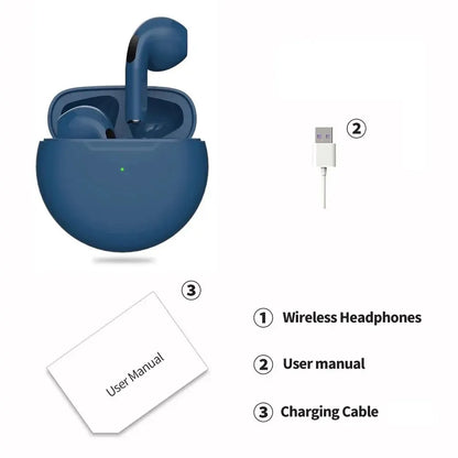 Original Air Pro 6 TWS Wireless Bluetooth Headset by Amiriva – Premium in-ear wireless earbuds with noise-free audio, built-in microphone, and sleek design for everyday use