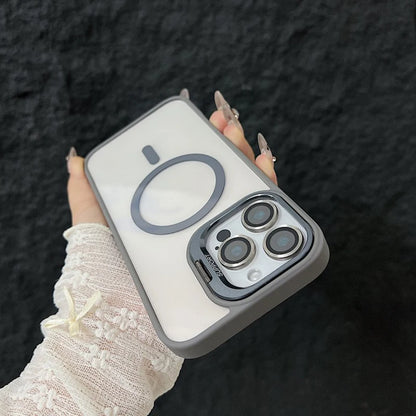 Luxury Magnetic Shockproof iPhone Case – Glass Lens Protector & Stand - (SF2020B)
