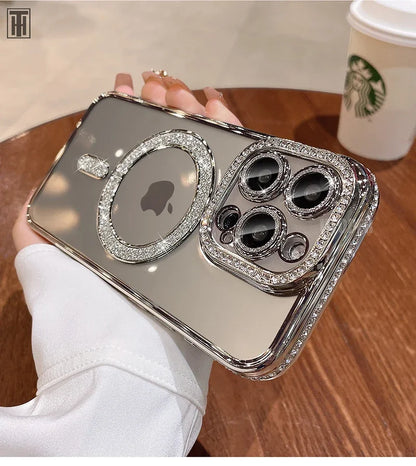 Luxury Crystal Diamond Clear MagSafe Case for iPhone 11–15 Pro Max - (JUL103)