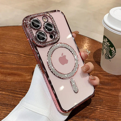 Crystal Diamond Clear Case for iPhone – Sparkly MagSafe Bling Cover | Amiriva - (SN1004)