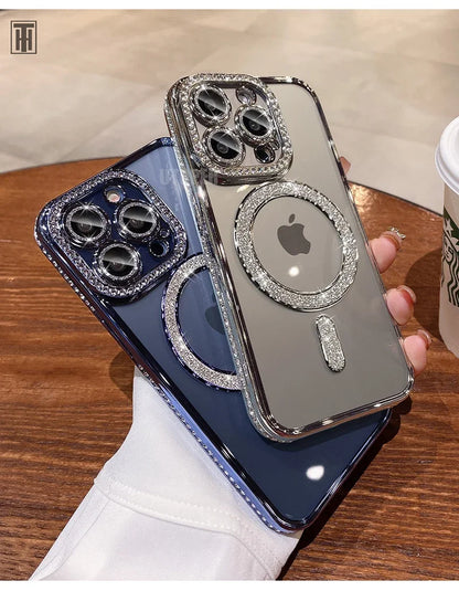 Luxury Crystal Diamond Clear MagSafe Case for iPhone 11–15 Pro Max - (JUL103)