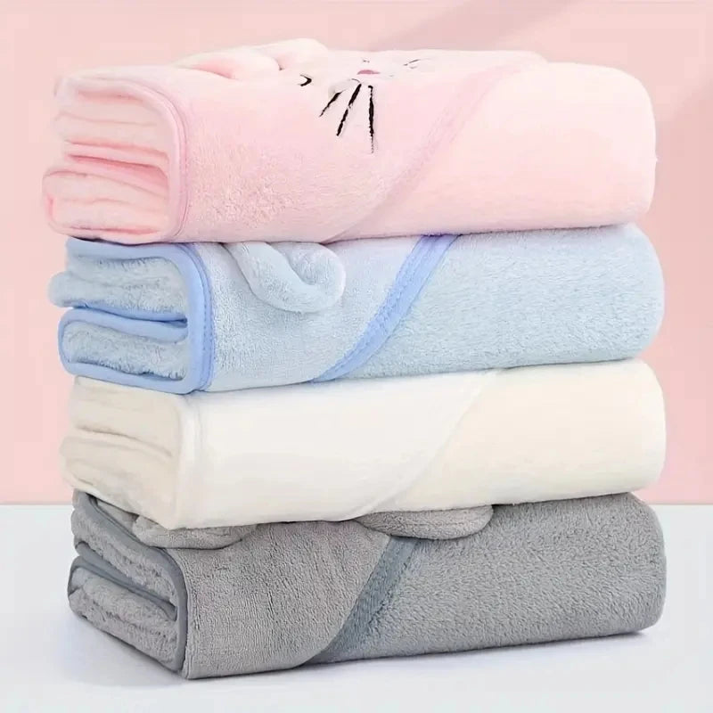 Amiriva Baby Hooded Bath Towel – Coral Velvet Cloak Blanket for Newborns and Toddlers