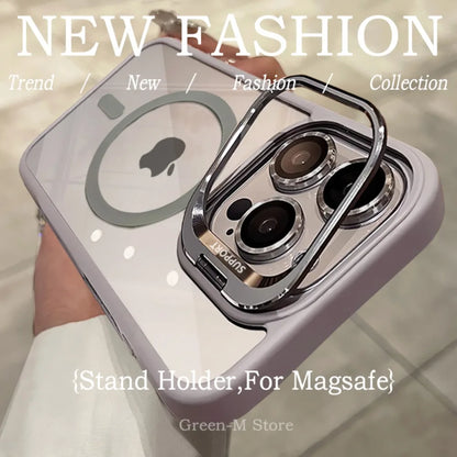 MagSafe Clear iPhone Case with Stand & Lens Protector- (CC1001)