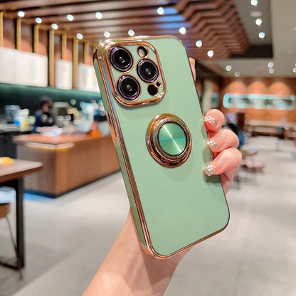 Luxury Magnetic Plating Silicone Case for iPhone - (SF1001B)