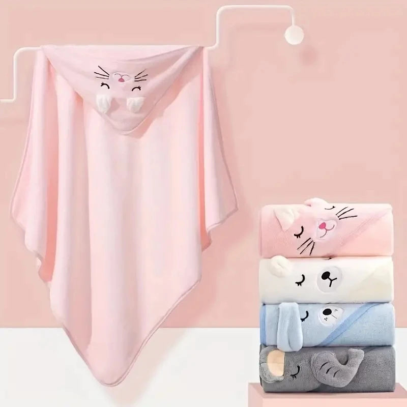 Amiriva Baby Hooded Bath Towel – Coral Velvet Cloak Blanket for Newborns and Toddlers