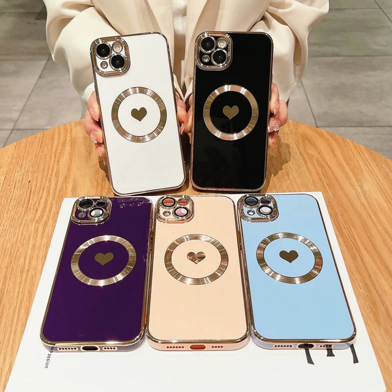 Amiriva Luxury MagSafe Magnetic Love Heart iPhone Case – Wireless Charging, Anti-Scratch, Anti-Fingerprint Protection for iPhone 11, 12, 13, 14, 15, 16 Pro Max Plus