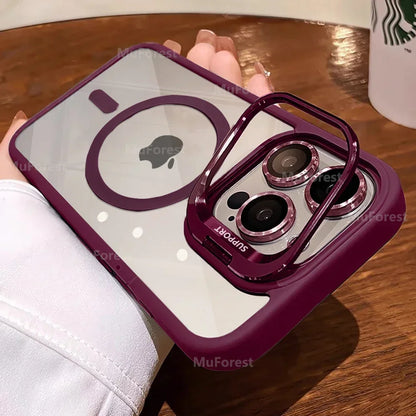 MagSafe Clear iPhone Case with Stand & Lens Protector- (CC1001)