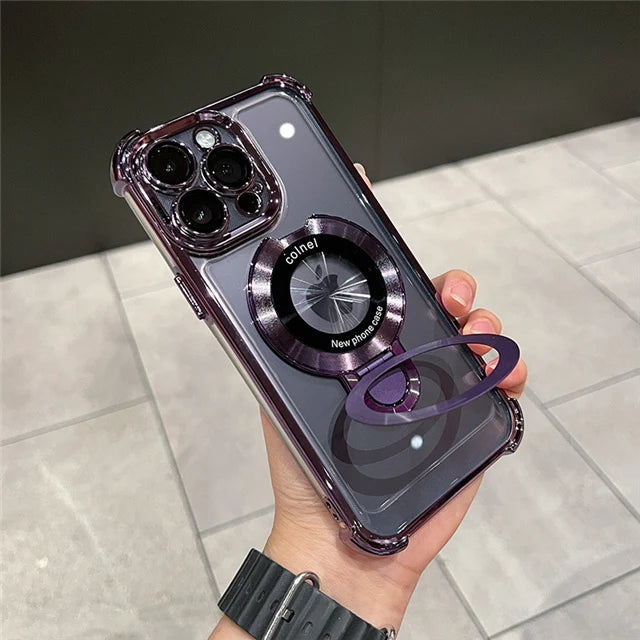 Magsafe Magnetic Plating Frame Stand Phone Case For iPhone Luxury - (KR1004)