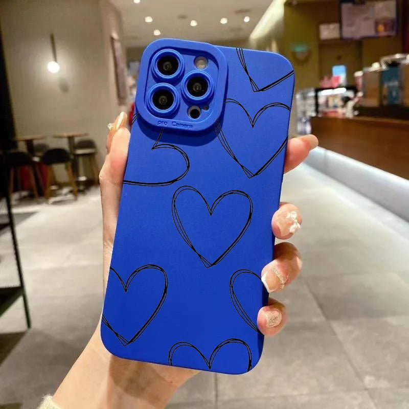 AMIRIVA Black and White Love Shockproof Silicone iPhone Case with Matte Finish – Compatible with iPhone 13 to 16 Pro Max