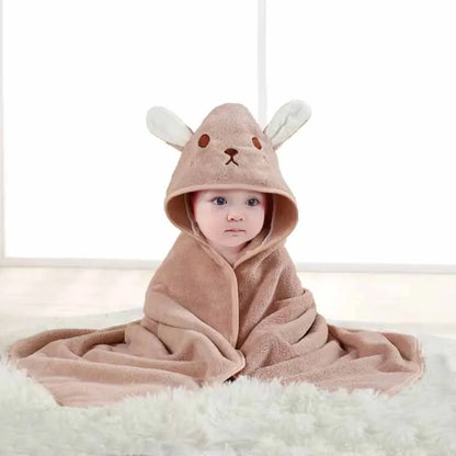 Amiriva Baby Hooded Bath Towel – Soft Coral Velvet Cartoon Swaddle Wrap for Newborns