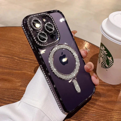 Luxury Crystal Diamond Clear MagSafe Case for iPhone 11–15 Pro Max - (JUL103)
