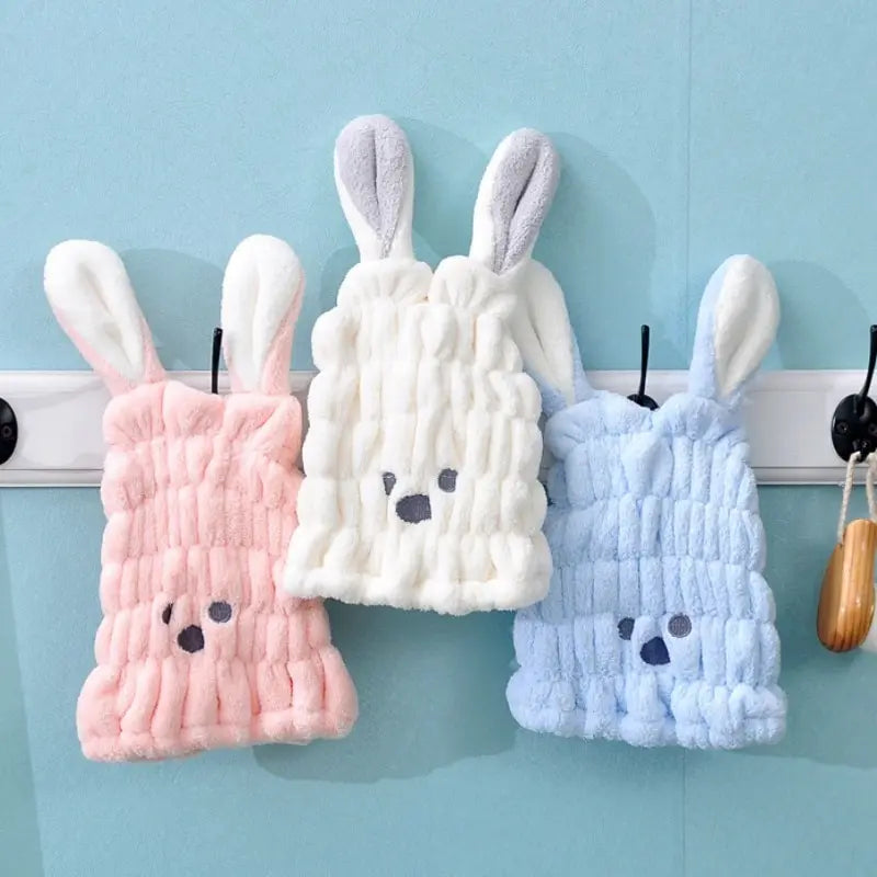 Amiriva Baby Girl Hair Towel with Cute Rabbit Ears – Coral Fleece Quick Dry Towel