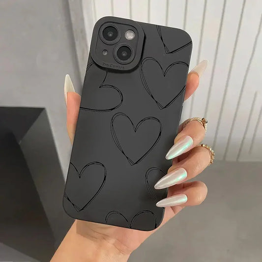 AMIRIVA Black and White Love Shockproof Silicone iPhone Case with Matte Finish – Compatible with iPhone 13 to 16 Pro Max