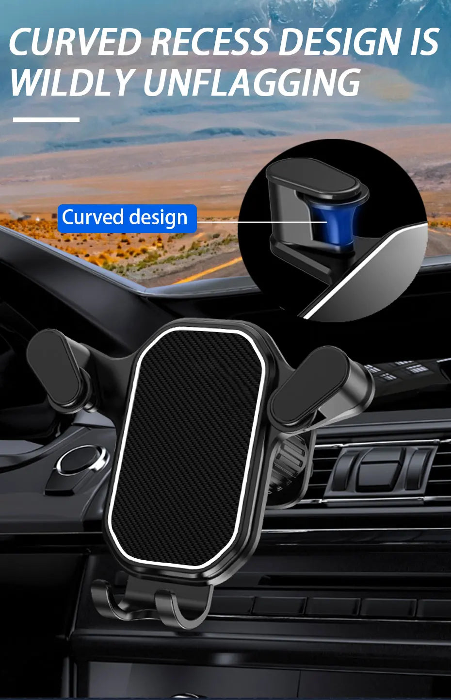 Amiriva Gravity Car Phone Holder – Triangular Air Vent Mount for Samsung, Xiaomi, Huawei