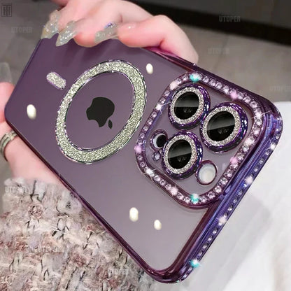 Luxury Crystal Diamond Clear MagSafe Case for iPhone 11–15 Pro Max - (JUL103)