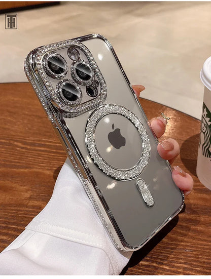 Luxury Crystal Diamond Clear MagSafe Case for iPhone 11–15 Pro Max - (JUL103)