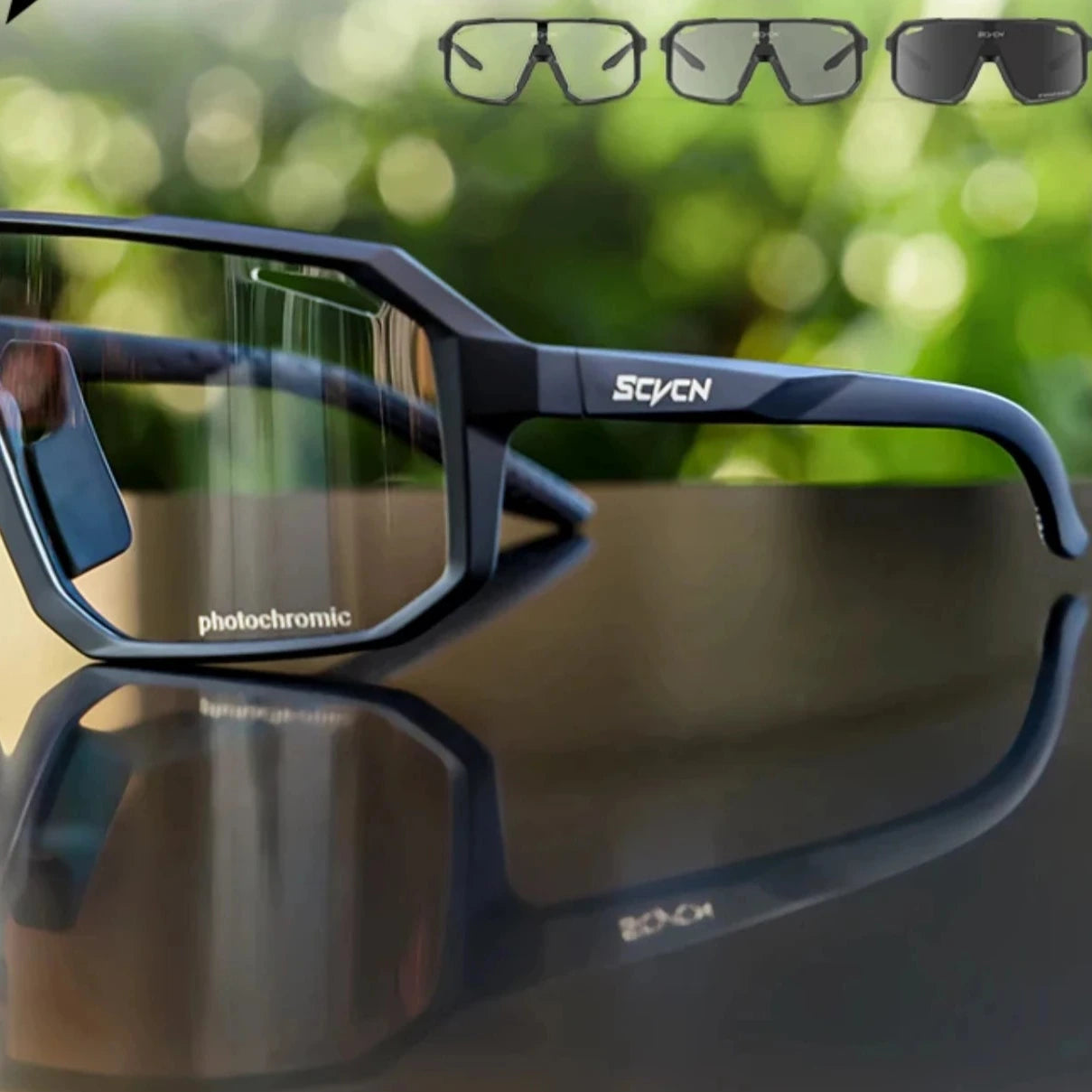 Amiriva unisex photochromic cycling sunglasses with UV400 lenses, lightweight acetate frame, ideal for road biking and outdoor sports