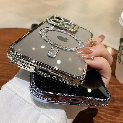 Crystal Diamond Clear Case for iPhone – Sparkly MagSafe Bling Cover | Amiriva - (SN1004)